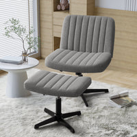 Homall Armless Office Chair with Matching Footrest | Swivel Vanity & Desk Chair (No Wheels) - Gray, a high - quality from 1Nook