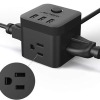 JSVER Power Strip Cube with 3 USB Ports & 3 Outlets | 5ft Extension Cord for Travel, Office & Cruise Ship Essentials, a high - quality from 1Nook