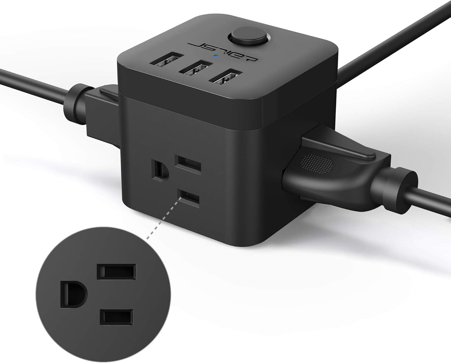 JSVER Power Strip Cube with 3 USB Ports & 3 Outlets | 5ft Extension Cord for Travel, Office & Cruise Ship Essentials, a high - quality from 1Nook
