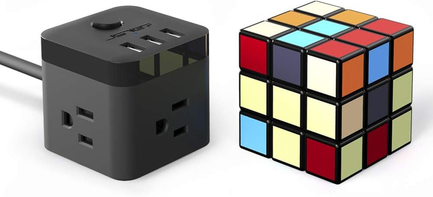 JSVER Power Strip Cube with 3 USB Ports & 3 Outlets | 5ft Extension Cord for Travel, Office & Cruise Ship Essentials, a high - quality from 1Nook