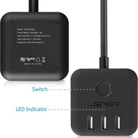 JSVER Power Strip Cube with 3 USB Ports & 3 Outlets | 5ft Extension Cord for Travel, Office & Cruise Ship Essentials, a high - quality from 1Nook