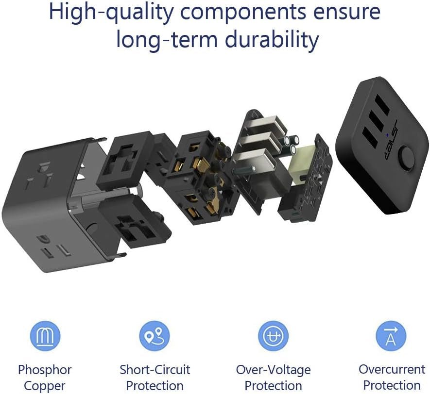 JSVER Power Strip Cube with 3 USB Ports & 3 Outlets | 5ft Extension Cord for Travel, Office & Cruise Ship Essentials, a high - quality from 1Nook