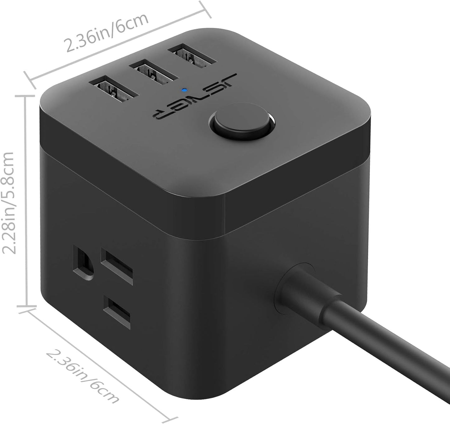 JSVER Power Strip Cube with 3 USB Ports & 3 Outlets | 5ft Extension Cord for Travel, Office & Cruise Ship Essentials, a high - quality from 1Nook