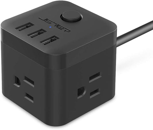 JSVER Power Strip Cube with 3 USB Ports & 3 Outlets | 5ft Extension Cord for Travel, Office & Cruise Ship Essentials, a high - quality from 1Nook