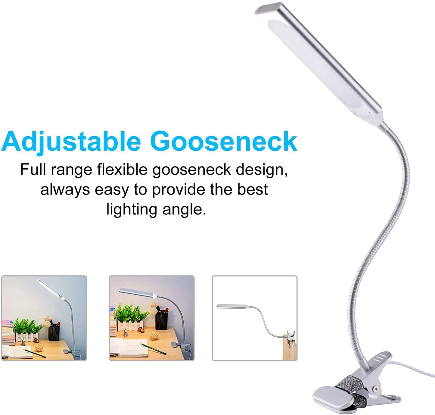 KOOTION LED Clip On Desk Lamp | USB Flexible Gooseneck Reading Light with 3 Color Modes & 11 Brightness Levels, a high - quality from 1Nook