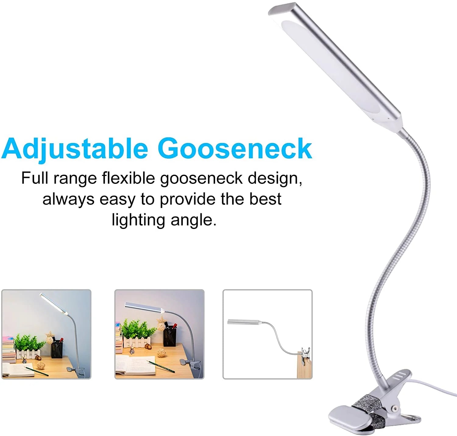 KOOTION LED Clip On Desk Lamp | USB Flexible Gooseneck Reading Light with 3 Color Modes & 11 Brightness Levels, a high - quality from 1Nook