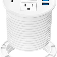 KungFuKing Recessed Power Grommet with USB C | Flush Mount In - Desk Outlet with 2 AC & 3 USB Ports, a high - quality from 1Nook