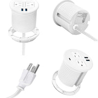 KungFuKing Recessed Power Grommet with USB C | Flush Mount In - Desk Outlet with 2 AC & 3 USB Ports, a high - quality from 1Nook