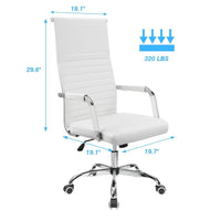 Lacoo High - Back Executive Office Chair | Ribbed Faux Leather Ergonomic Desk Chair with Lumbar Support (White), a high - quality from 1Nook