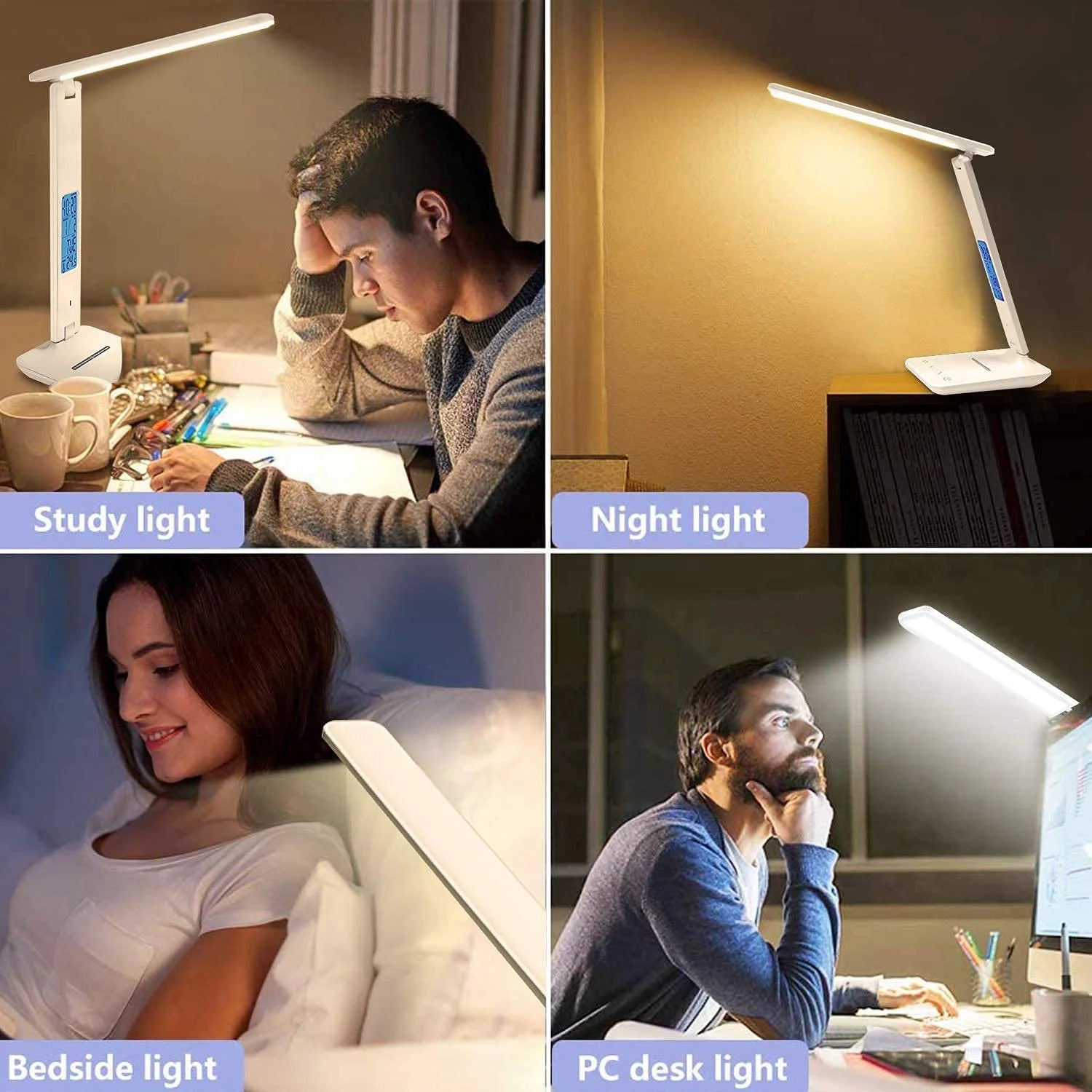 LED Desk Lamp with Wireless Charger, USB Port & LCD Display | 5 - in - 1 Dimmable Office Table Lamp with Clock & Alarm, a high - quality from 1Nook