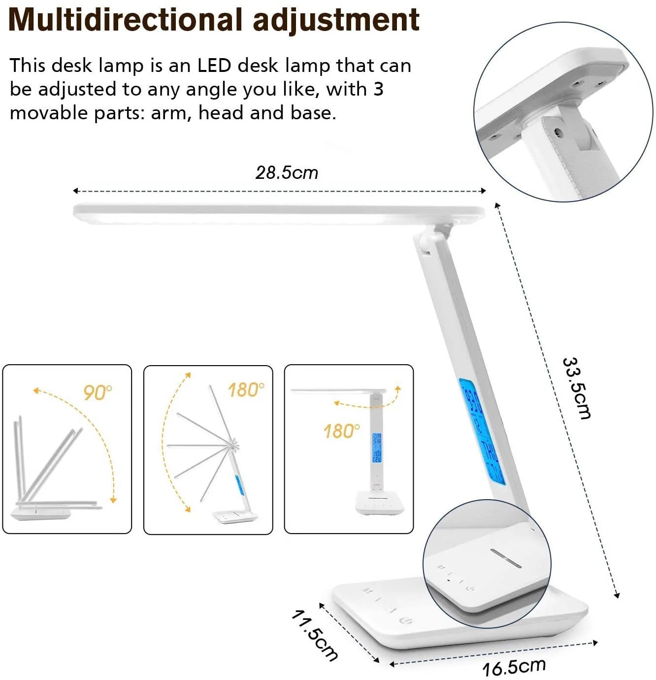 LED Desk Lamp with Wireless Charger, USB Port & LCD Display | 5 - in - 1 Dimmable Office Table Lamp with Clock & Alarm, a high - quality from 1Nook