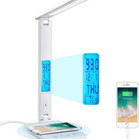 LED Desk Lamp with Wireless Charger, USB Port & LCD Display | 5 - in - 1 Dimmable Office Table Lamp with Clock & Alarm, a high - quality from 1Nook
