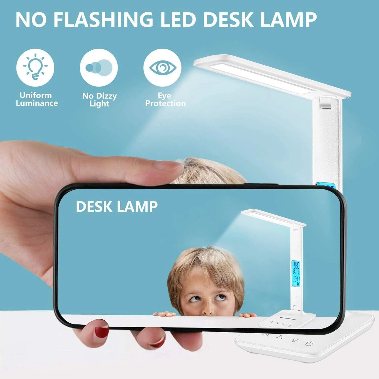 LED Desk Lamp with Wireless Charger, USB Port & LCD Display | 5 - in - 1 Dimmable Office Table Lamp with Clock & Alarm, a high - quality from 1Nook