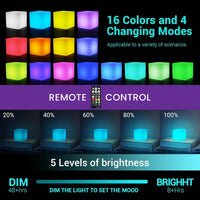 LOFTEK 4 - Inch Rechargeable LED Cube Light | Waterproof RGB Mood Lamp with Remote for Kids, Pools & Parties, a high - quality from 1Nook