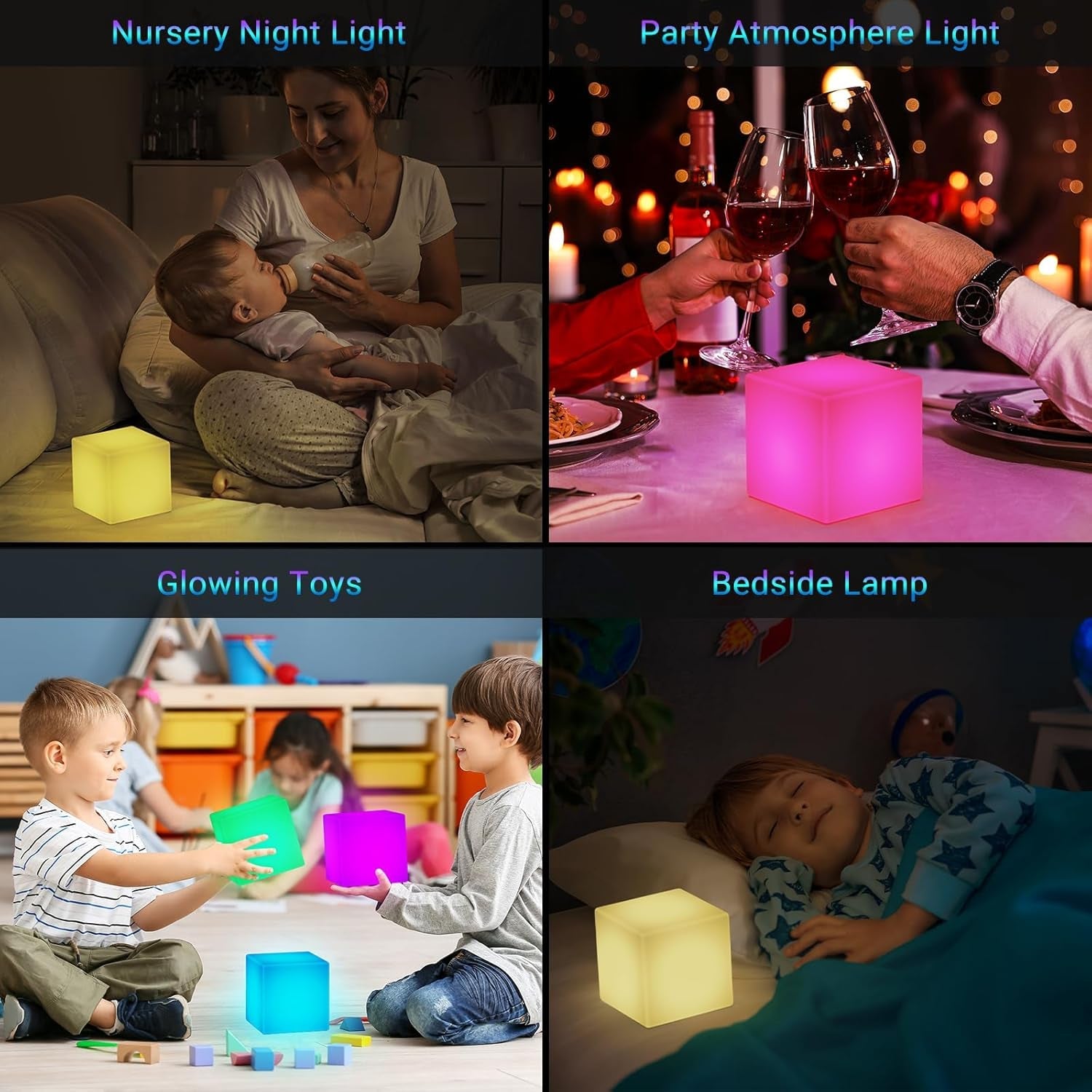 LOFTEK 4 - Inch Rechargeable LED Cube Light | Waterproof RGB Mood Lamp with Remote for Kids, Pools & Parties, a high - quality from 1Nook