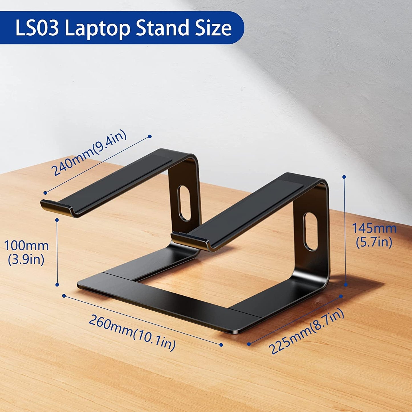 LS03 Ergonomic Aluminum Laptop Stand (Black) 10 - 15.6", a high - quality from 1Nook