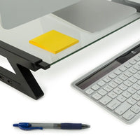 Mount - It! Glass Monitor Riser | Desk Stand with 3 - Port USB 2.0 Hub for 13 - 27" Screens, a high - quality from 1Nook