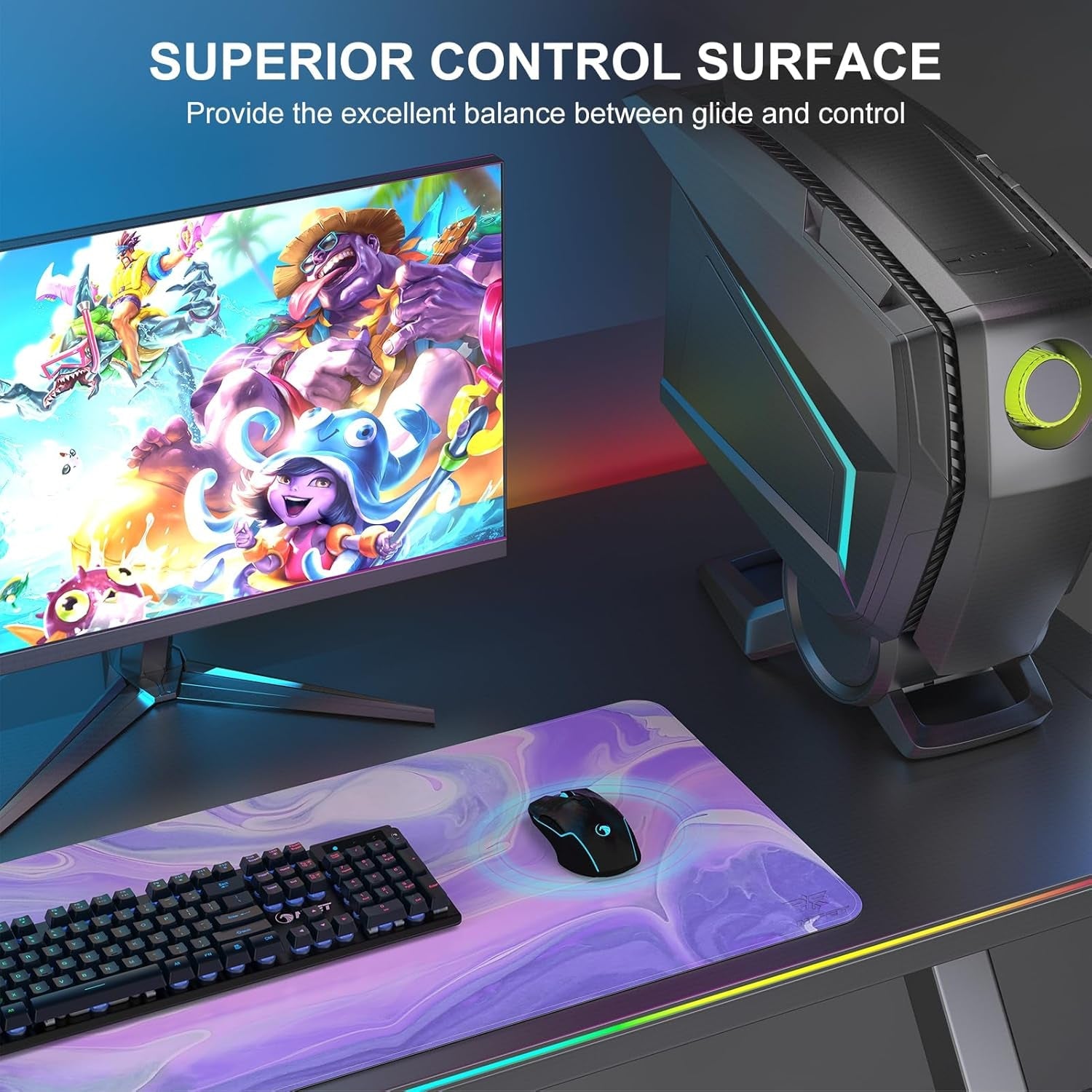 MP02 - SP Gaming Mouse Pad, Cloth Mouse Pad, Anti - Slip Base, RGB Backlit, Stitched Edges, Water - Resistant, Optimized for Gaming Sensors, XL, a high - quality from 1Nook