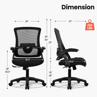 Neeya Ergonomic Mesh Office Chair | High - Back Desk Chair with Adjustable Lumbar Support & Flip - Up Arms, a high - quality from 1Nook