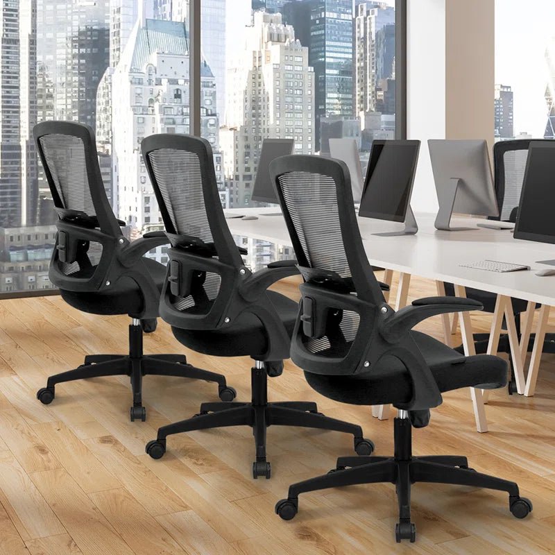 Neeya Ergonomic Mesh Office Chair | High - Back Desk Chair with Adjustable Lumbar Support & Flip - Up Arms, a high - quality from 1Nook