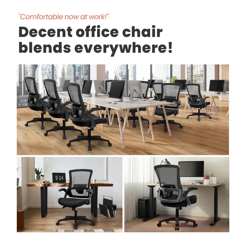 Neeya Ergonomic Mesh Office Chair | High - Back Desk Chair with Adjustable Lumbar Support & Flip - Up Arms, a high - quality from 1Nook