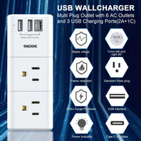 ONDOG Rotating Surge Protector Outlet Extender | 6 AC Outlets & 3 USB Ports (1 USB - C) Wall Charger, a high - quality from 1Nook