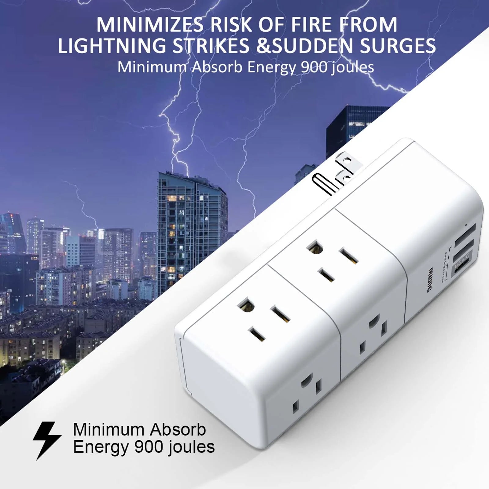 ONDOG Rotating Surge Protector Outlet Extender | 6 AC Outlets & 3 USB Ports (1 USB - C) Wall Charger, a high - quality from 1Nook