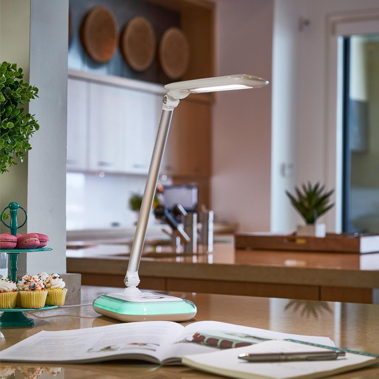 OttLite Glow LED Desk Lamp with USB Charging Port | ClearSun Eye - Care Technology & Color - Changing Base, a high - quality from 1Nook