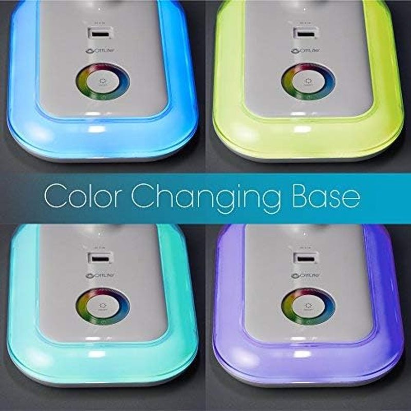 OttLite Glow LED Desk Lamp with USB Charging Port | ClearSun Eye - Care Technology & Color - Changing Base, a high - quality from 1Nook