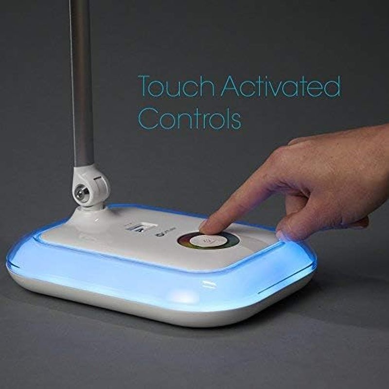 OttLite Glow LED Desk Lamp with USB Charging Port | ClearSun Eye - Care Technology & Color - Changing Base, a high - quality from 1Nook