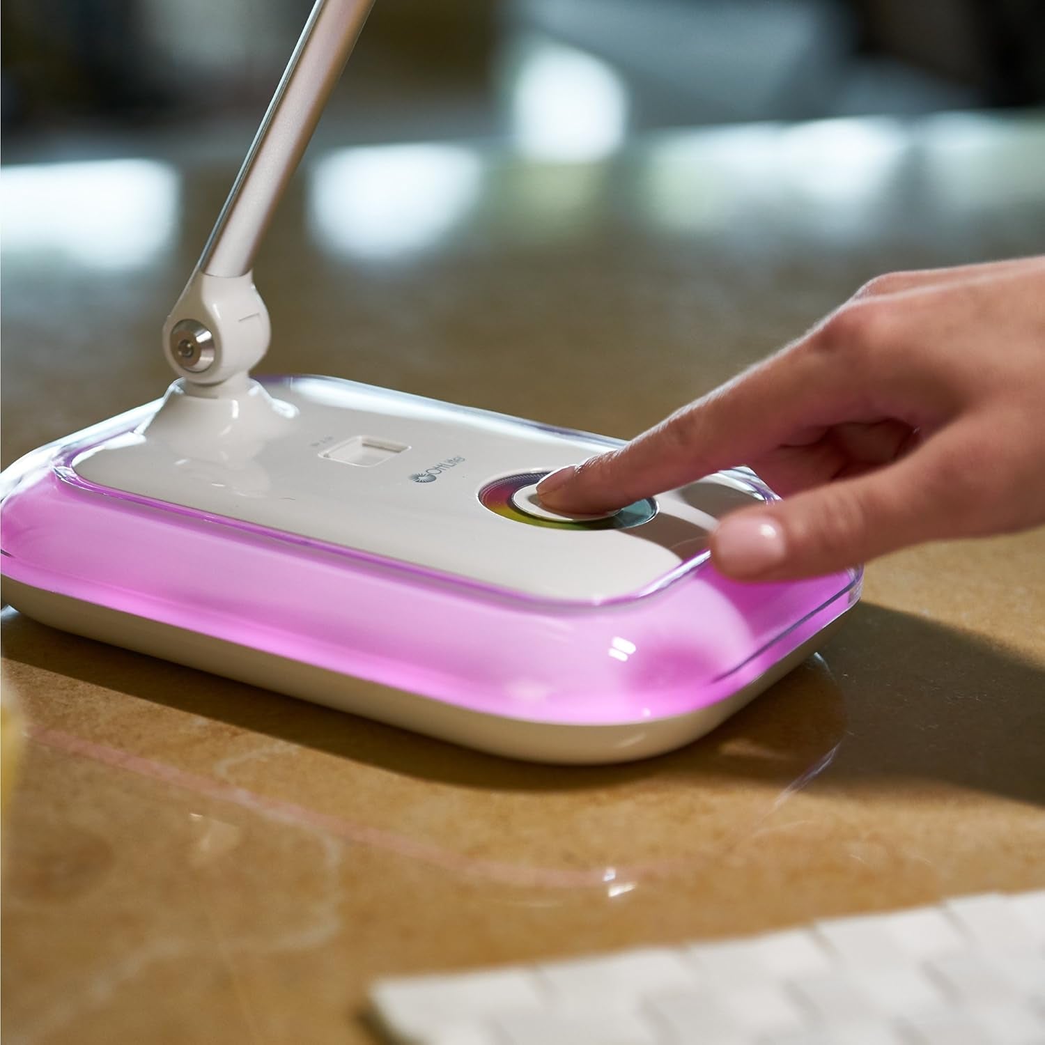 OttLite Glow LED Desk Lamp with USB Charging Port | ClearSun Eye - Care Technology & Color - Changing Base, a high - quality from 1Nook