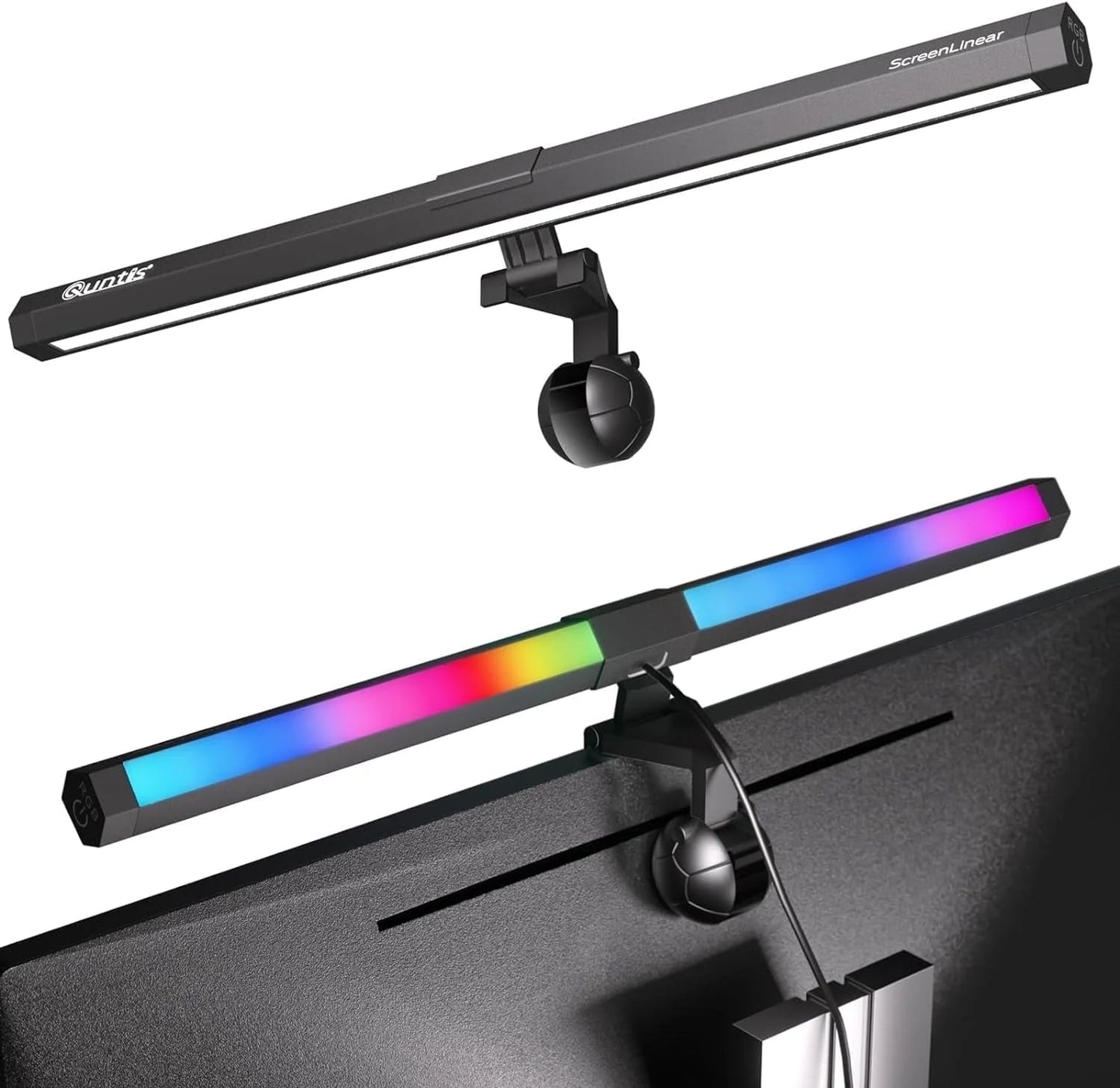 Quntis RGB Monitor Light Bar with Backlight | Dual Source Gaming & Office Desk Lamp for Eye Care, a high - quality from 1Nook
