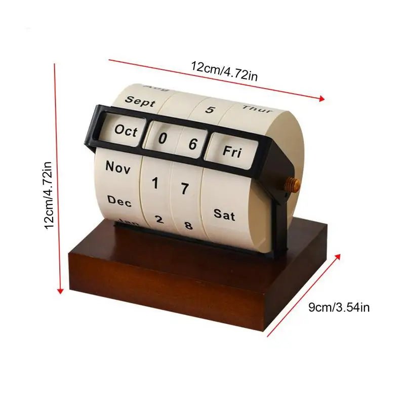 Rotary Perpetual Calendar | Reusable Wooden & Metal Desk Calendar for Home Office Decor & Gifts, a high - quality from 1Nook
