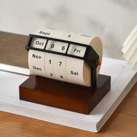 Rotary Perpetual Calendar | Reusable Wooden & Metal Desk Calendar for Home Office Decor & Gifts, a high - quality from 1Nook