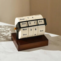 Rotary Perpetual Calendar | Reusable Wooden & Metal Desk Calendar for Home Office Decor & Gifts, a high - quality from 1Nook