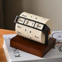 Rotary Perpetual Calendar | Reusable Wooden & Metal Desk Calendar for Home Office Decor & Gifts, a high - quality from 1Nook