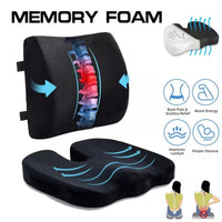 Seat Cushion and Lumbar Support Pillow Set | Ergonomic Memory Foam for Office Chair Back Pain Relief, a high - quality from 1Nook