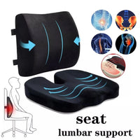 Seat Cushion and Lumbar Support Pillow Set | Ergonomic Memory Foam for Office Chair Back Pain Relief, a high - quality from 1Nook