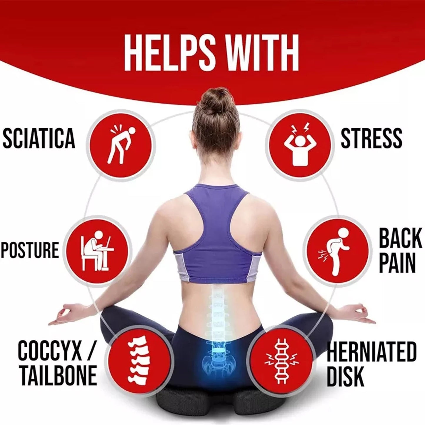 Seat Cushion and Lumbar Support Pillow Set | Ergonomic Memory Foam for Office Chair Back Pain Relief, a high - quality from 1Nook