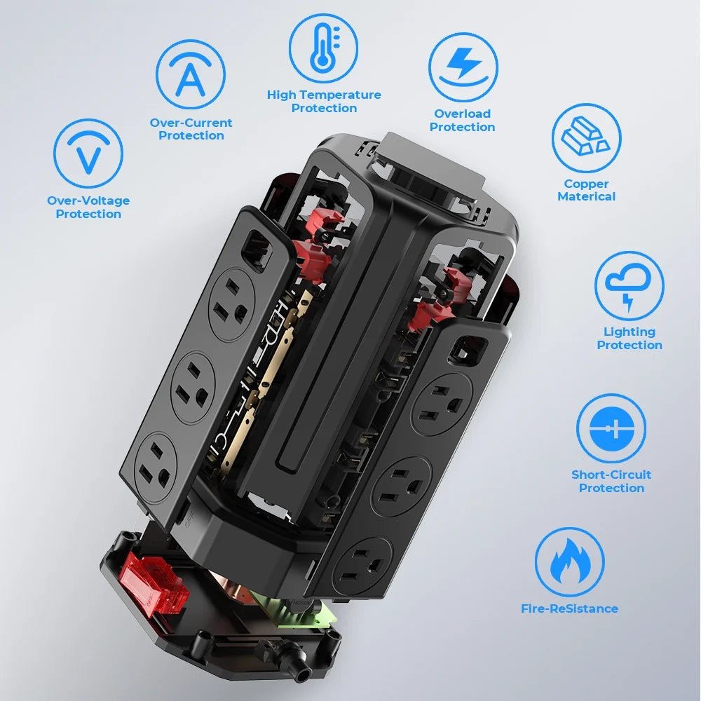 SMALLRT Surge Protector Power Strip Tower | 12 Outlets, 4 USB Ports (1 USB - C) & 10ft Extension Cord, a high - quality from 1Nook