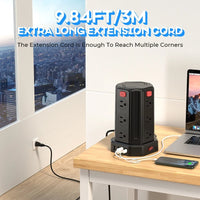 SMALLRT Surge Protector Power Strip Tower | 12 Outlets, 4 USB Ports (1 USB - C) & 10ft Extension Cord, a high - quality from 1Nook