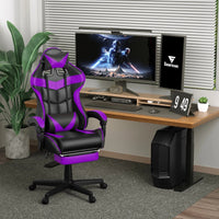 Soontrans Ergonomic Gaming Chair with Footrest & Massage Lumbar Pillow | High - Back Swivel Desk Chair (Purple), a high - quality from 1Nook