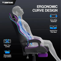 Soontrans Ergonomic Gaming Chair with Footrest & Massage Lumbar Pillow | High - Back Swivel Desk Chair (Purple), a high - quality from 1Nook