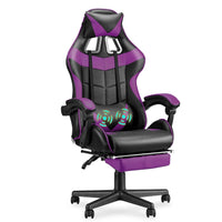 Soontrans Ergonomic Gaming Chair with Footrest & Massage Lumbar Pillow | High - Back Swivel Desk Chair (Purple), a high - quality from 1Nook