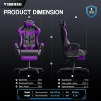 Soontrans Ergonomic Gaming Chair with Footrest & Massage Lumbar Pillow | High - Back Swivel Desk Chair (Purple), a high - quality from 1Nook
