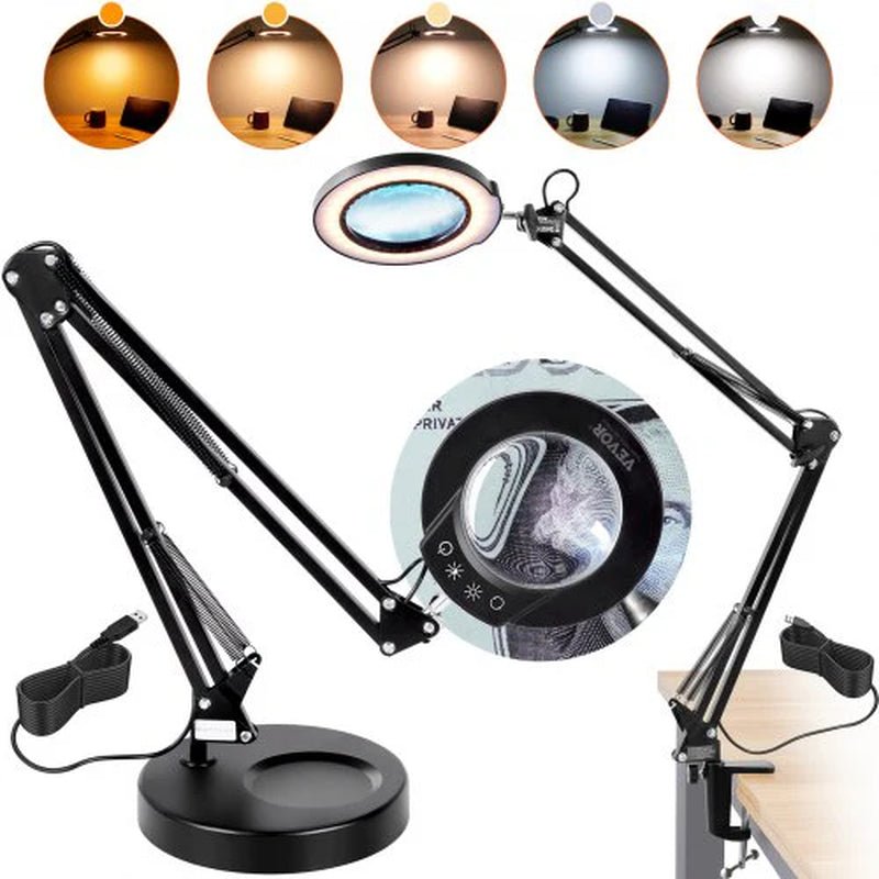 VEVOR Precision 5X Magnifying Lamp | 2 - in - 1 Desk & Clamp Light, a high - quality from 1Nook