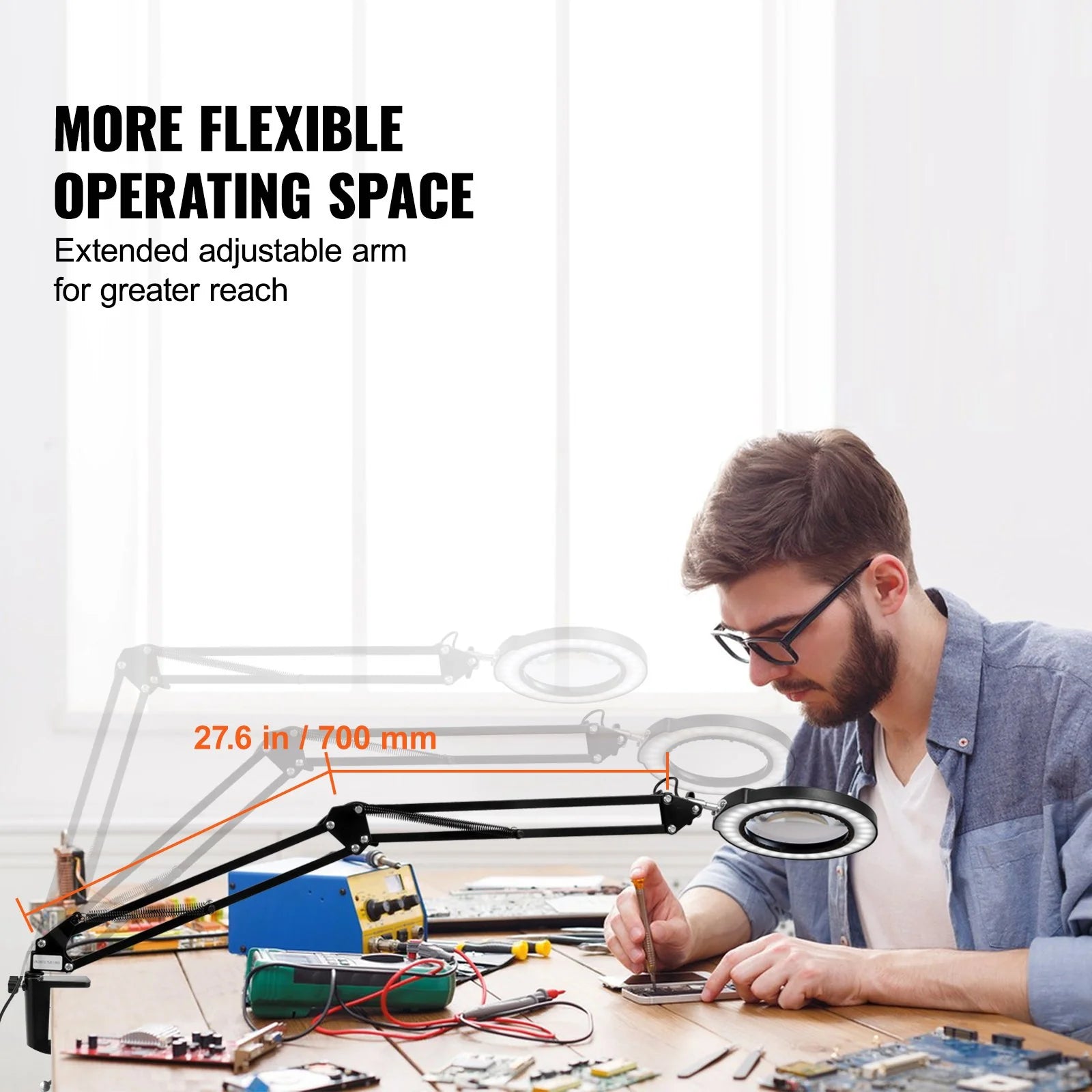 VEVOR Precision 5X Magnifying Lamp | 2 - in - 1 Desk & Clamp Light, a high - quality from 1Nook