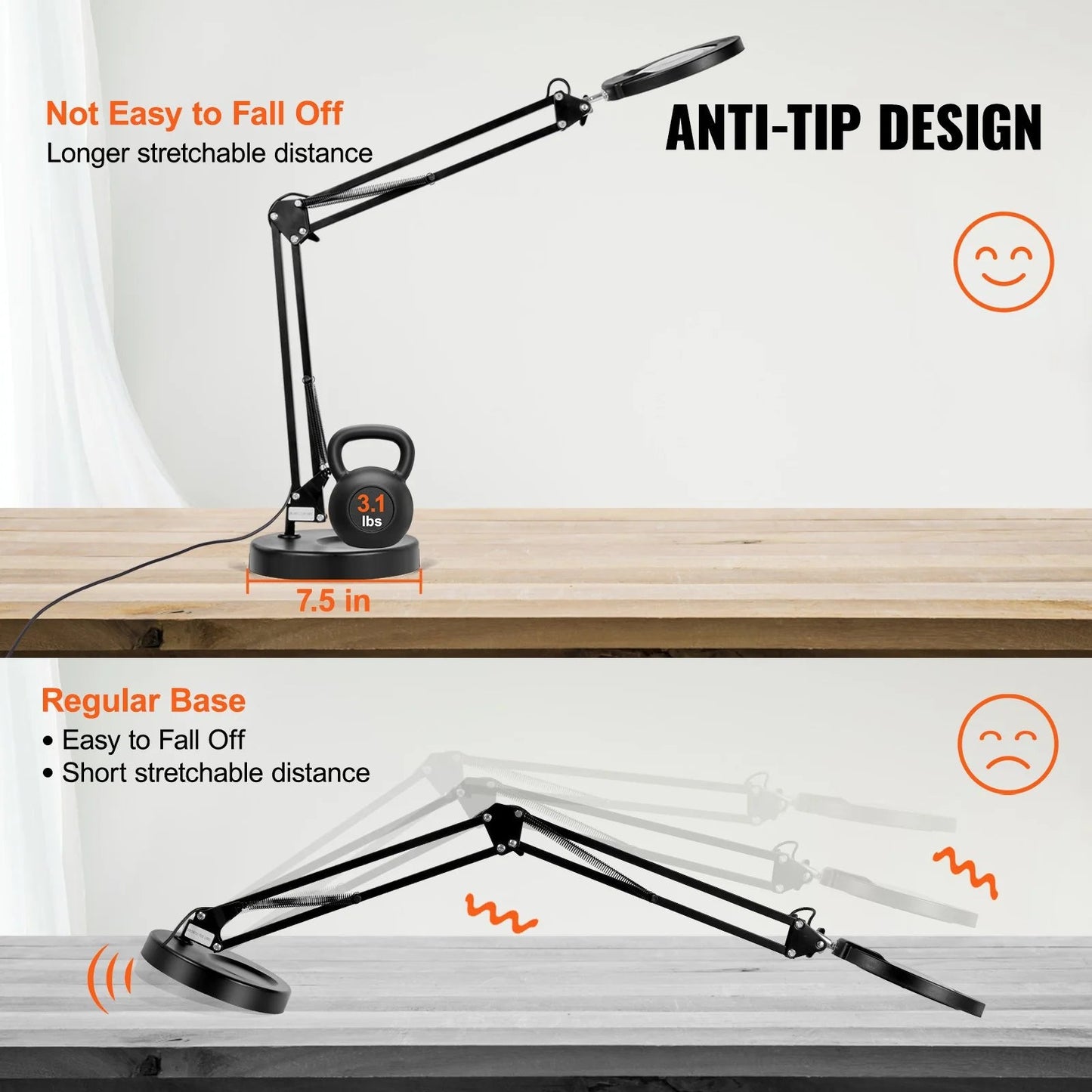 VEVOR Precision 5X Magnifying Lamp | 2 - in - 1 Desk & Clamp Light, a high - quality from 1Nook
