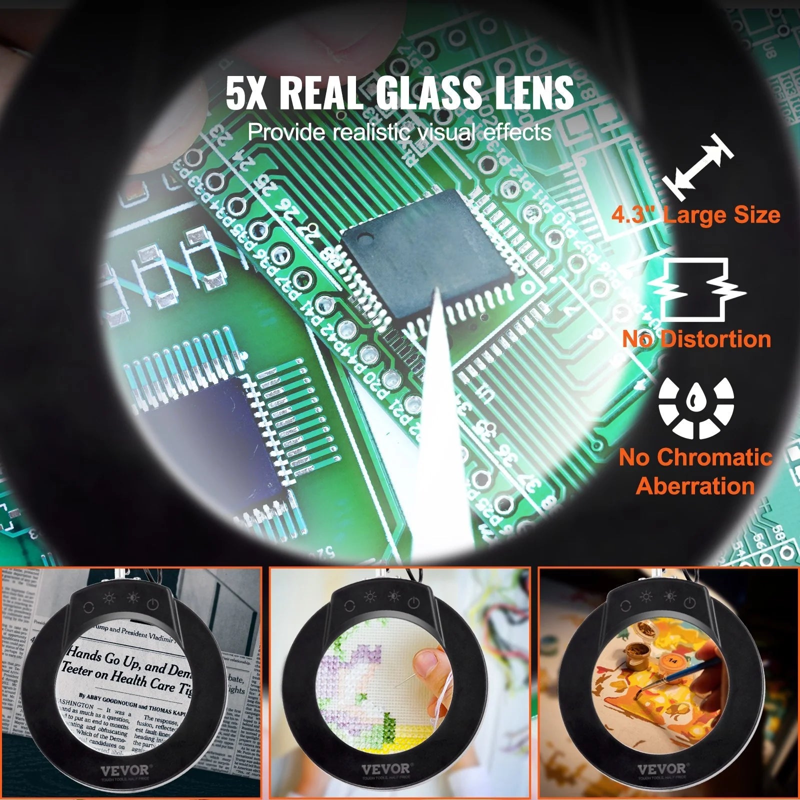 VEVOR Precision 5X Magnifying Lamp | 2 - in - 1 Desk & Clamp Light, a high - quality from 1Nook