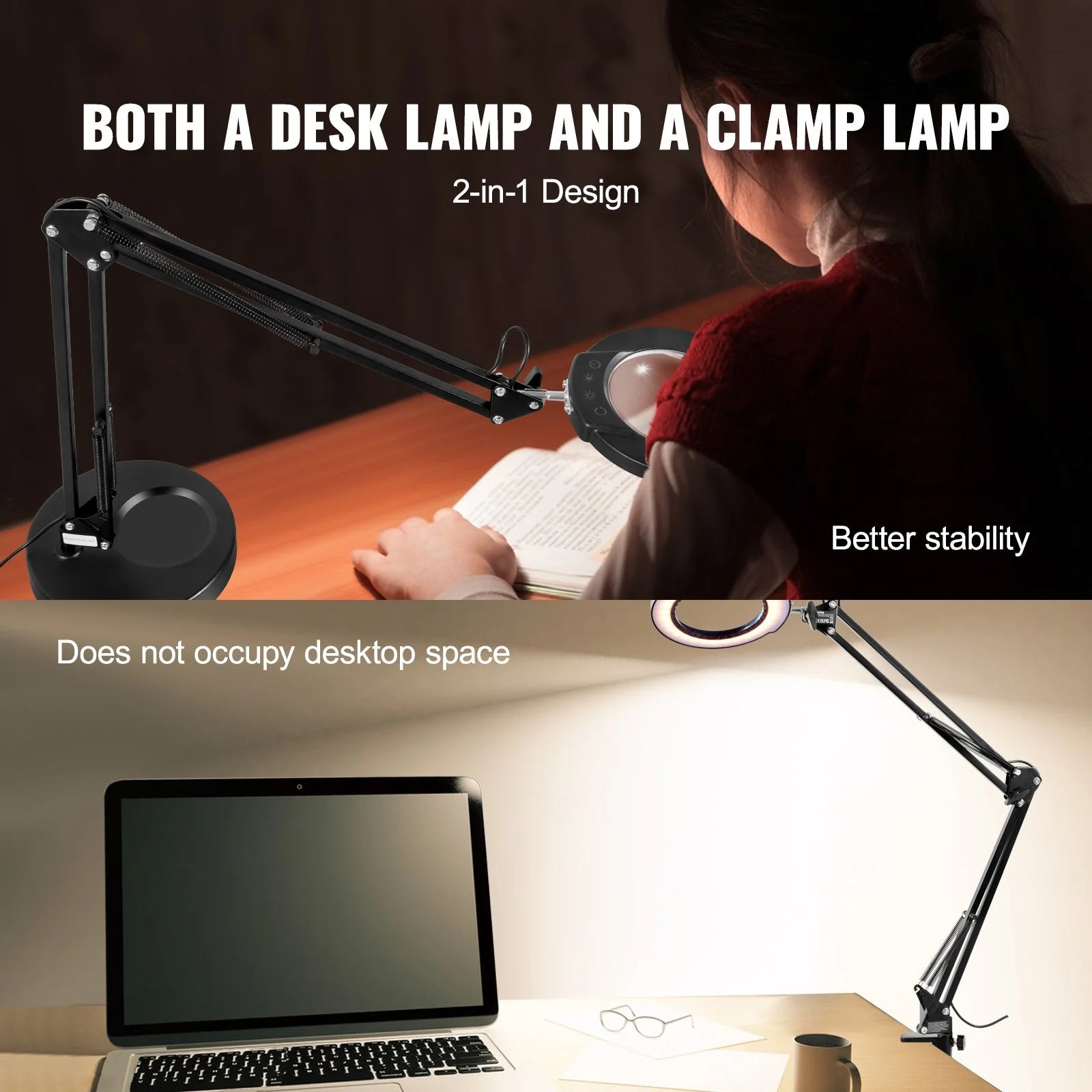 VEVOR Precision 5X Magnifying Lamp | 2 - in - 1 Desk & Clamp Light, a high - quality from 1Nook